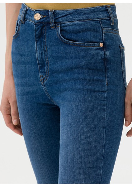Yüksek Bel Dar Paça Skinny Fit Indigo Kadın Denim Pantolon Repto-D.ındıgo indirimleri