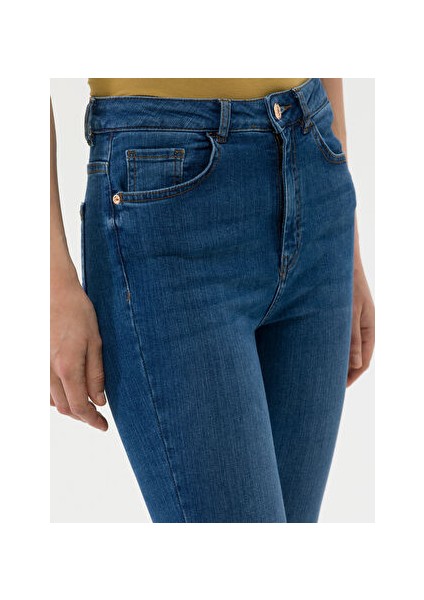 Yüksek Bel Dar Paça Skinny Fit Indigo Kadın Denim Pantolon Repto-D.ındıgo