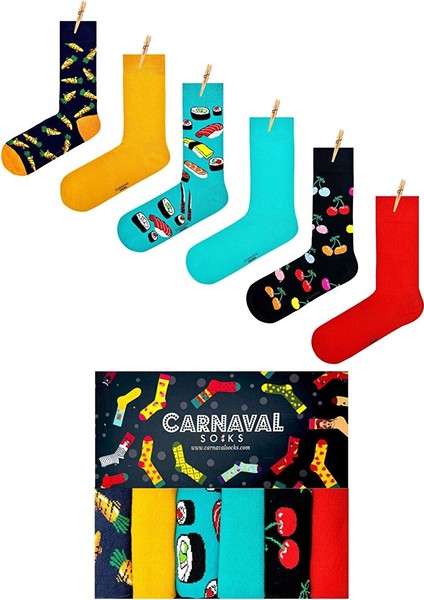 6lı Düz ve Desenli Renkli Çorap Seti