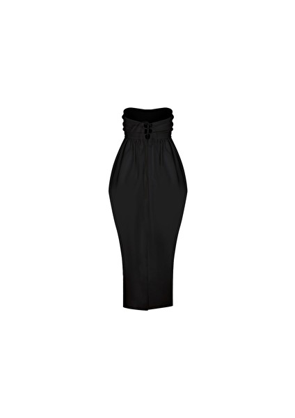 Jeanne Balon Midi Elbise Siyah