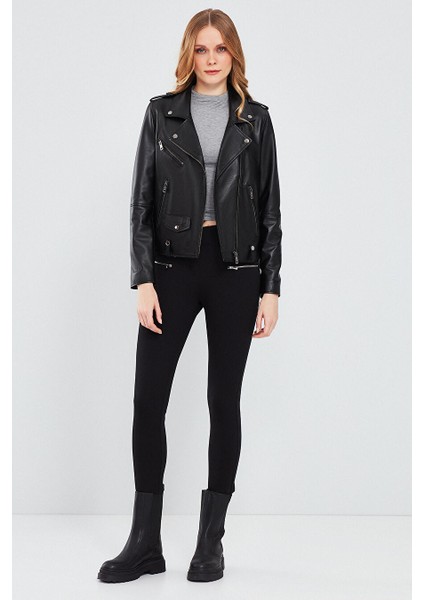 Egoist Kadın Siyah Biker Deri Ceket 19WGM5794U4 indirimleri