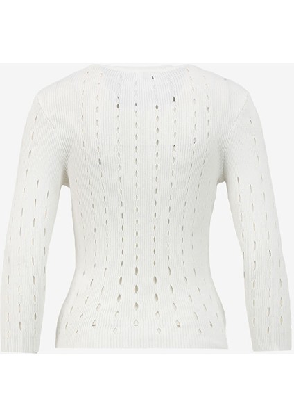 U Yaka Slim Fit Beyaz Kazak Kadın 1090075 modelleri