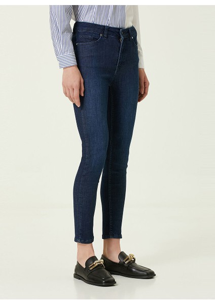 Normal Bel Dar Paça Skinny Fit Lacivert Kadın Denim Pantolon 1083763 modelleri