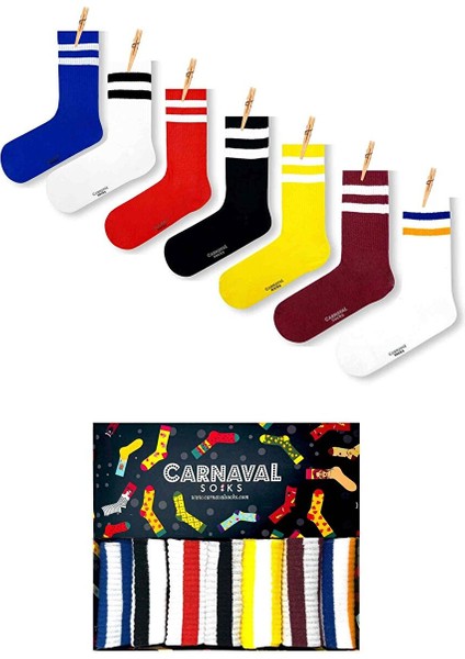 7'li Çemberli Desenli Renkli Spor Çorap Set