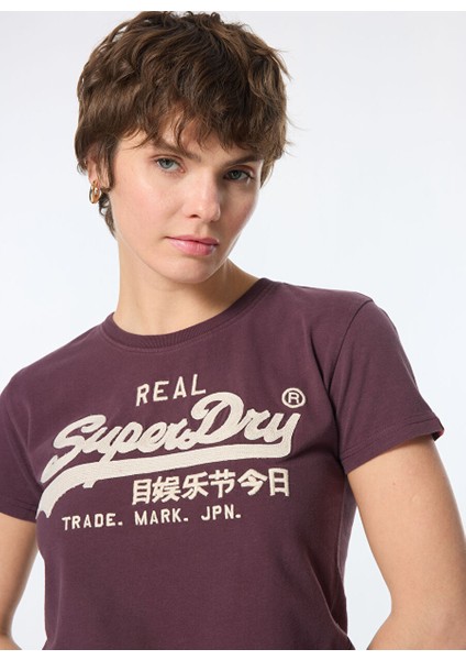 Bordo Kadın Standart Baskılı T-Shirt W1011502A