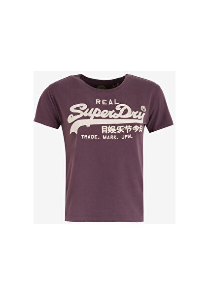 Bordo Kadın Standart Baskılı T-Shirt W1011502A