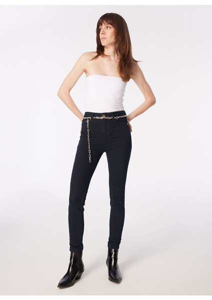 Normal Bel Dar Paça Skinny Fit Lacivert Kadın Denim Pantolon 1091319 fiyatları