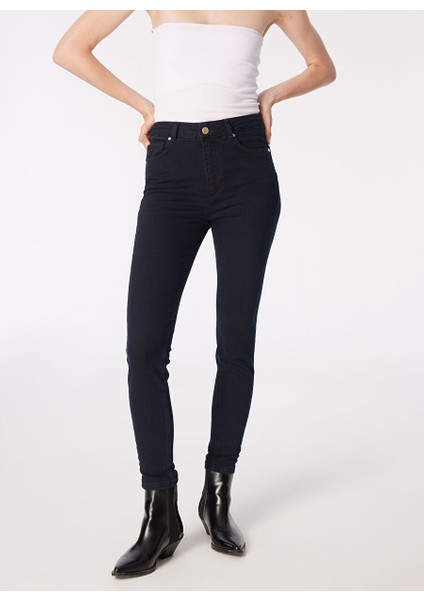 Normal Bel Dar Paça Skinny Fit Lacivert Kadın Denim Pantolon 1091319 modelleri