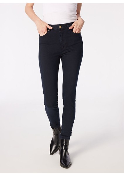 Normal Bel Dar Paça Skinny Fit Lacivert Kadın Denim Pantolon 1091319 fırsatları