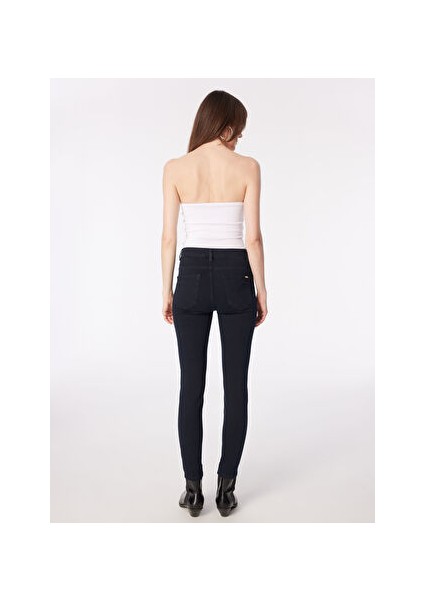 Normal Bel Dar Paça Skinny Fit Lacivert Kadın Denim Pantolon 1091319