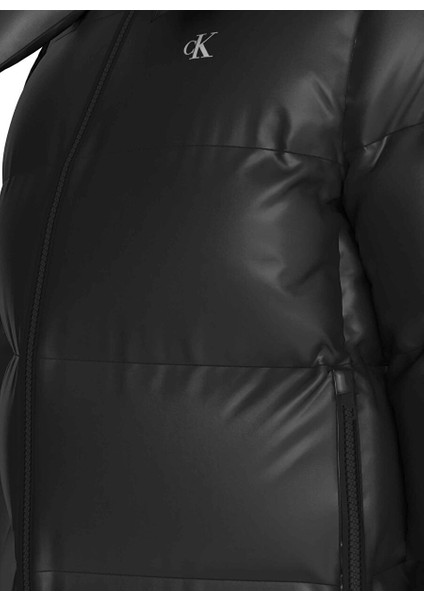 Siyah Kadın Dik Yaka Standart Fit Puffer Mont Mw Down Short Puffer fırsatları