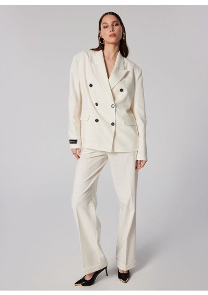 Beyaz Kadın Oversize Ceket SGZB025