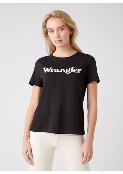 Bisiklet Yaka Siyah Kadın T-Shirt W7N4GHXV6