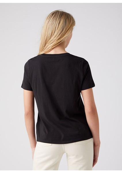 Bisiklet Yaka Siyah Kadın T-Shirt W7N4GHXV6