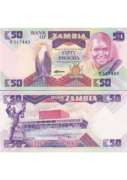Zambiya 50 Kwacha 1980-88. Zambia. Çil Kondisyon.
