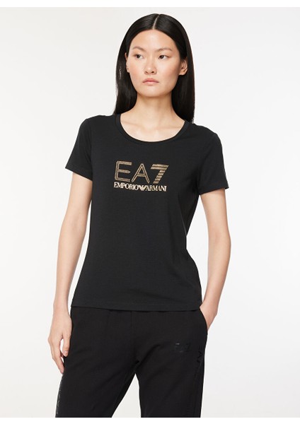 Bisiklet Yaka Düz Siyah Kadın T-Shirt 8NTT67 modelleri