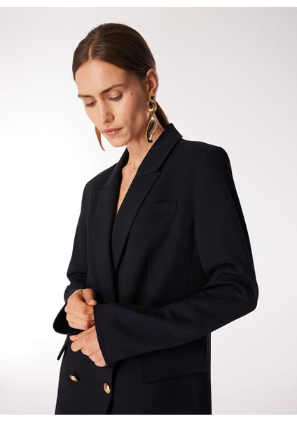 Lacivert Kadın Kruvaze Blazer F4WL-CKT0211 fırsatları