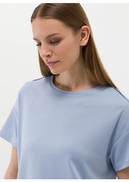 Bisiklet Yaka Mavi Kadın T-Shirt BULSE-23Y modelleri