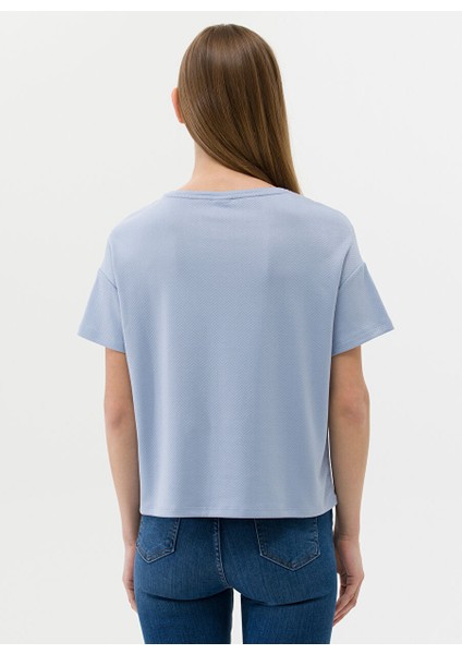 Bisiklet Yaka Mavi Kadın T-Shirt BULSE-23Y indirimleri