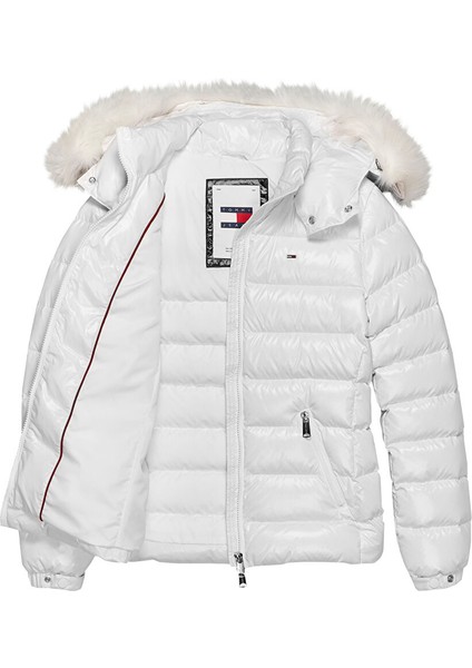 Beyaz Kadın Dik Yaka Standart Fit Puffer Mont Tjw Tonal Hooded Down Jacket fiyatları