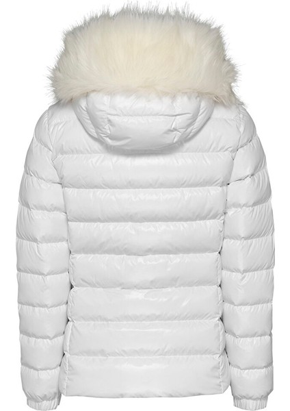 Beyaz Kadın Dik Yaka Standart Fit Puffer Mont Tjw Tonal Hooded Down Jacket fırsatları