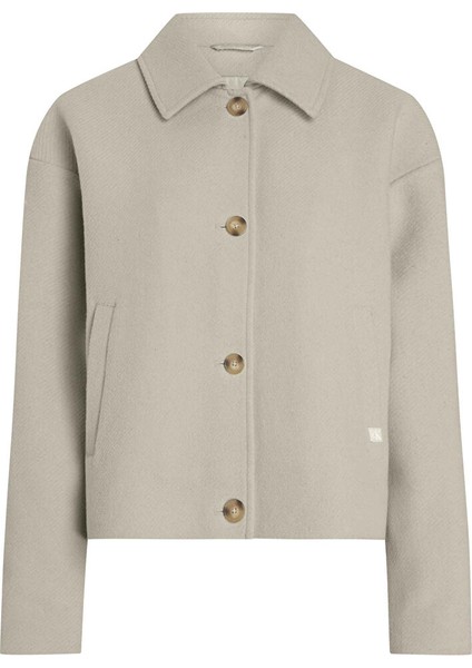 Taş Kadın Gömlek Standart Düz Ceket Short Yün Blend Jacket