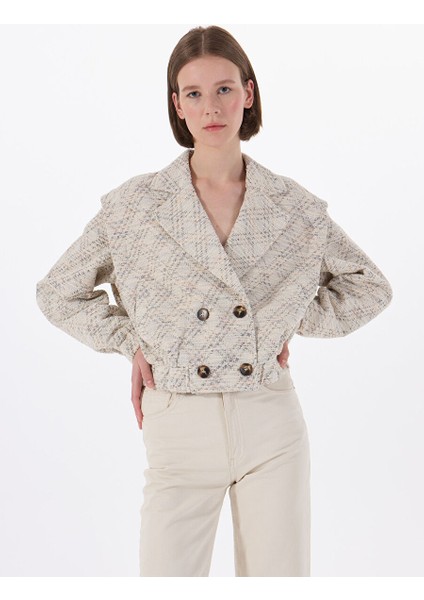 Ekru Kadın Rahat Geometrik Mont Yasacto Ls Jacket