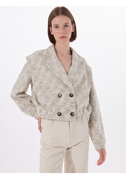 Ekru Kadın Rahat Geometrik Mont Yasacto Ls Jacket