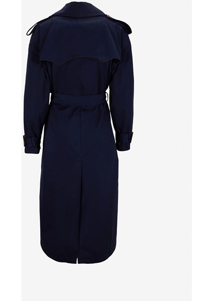 Lacivert Kadın Classic Fit Trençkot Masculıne Trench 9018 fırsatları