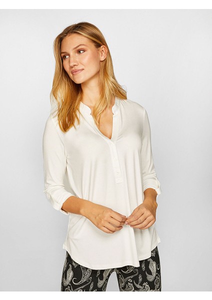 Kaçık Yaka Uzun Kollu T-Shirt 00015