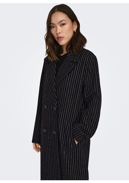 Koyu Siyah Kadın Çizgili Kaban 15293673 Onljosıe Pın Strıpe Wool Coat cc Ot