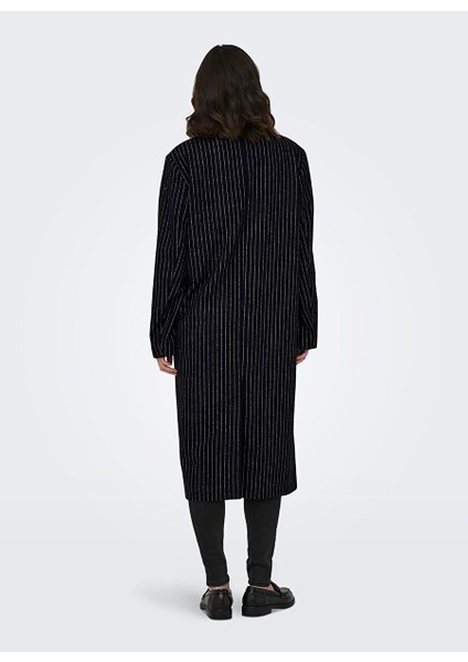 Koyu Siyah Kadın Çizgili Kaban 15293673 Onljosıe Pın Strıpe Wool Coat cc Ot