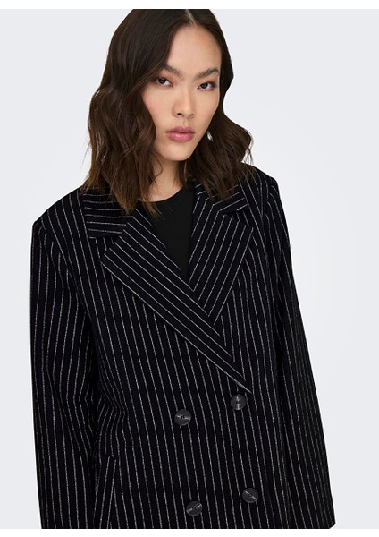 Koyu Siyah Kadın Çizgili Kaban 15293673 Onljosıe Pın Strıpe Wool Coat cc Ot