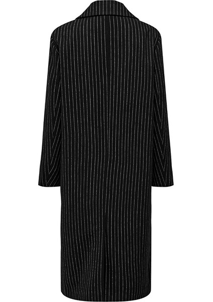 Koyu Siyah Kadın Çizgili Kaban 15293673 Onljosıe Pın Strıpe Wool Coat cc Ot