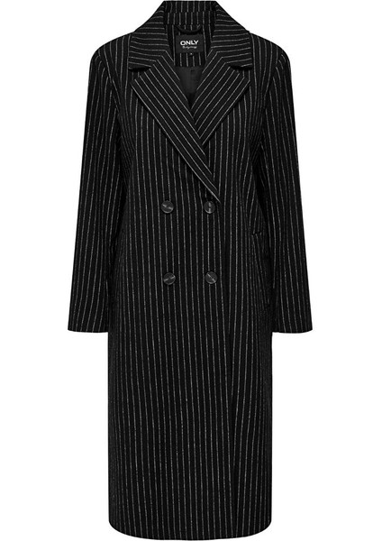Koyu Siyah Kadın Çizgili Kaban 15293673 Onljosıe Pın Strıpe Wool Coat cc Ot