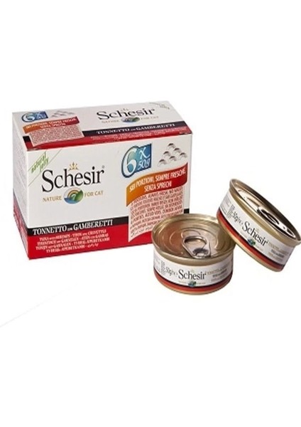 Schesir Multipack Prawns Konserve Kedi Maması 6X50 gr