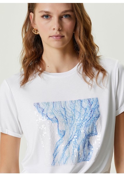 Bisiklet Yaka Beyaz Kadın T-Shirt 1087446 fırsatları