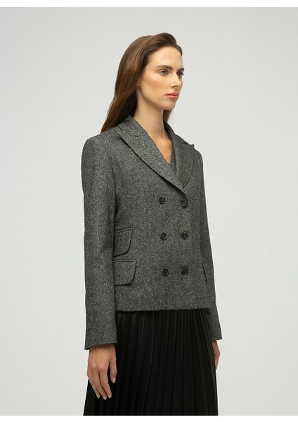Gri Kadın Normal Blazer Ester Yün Blazer