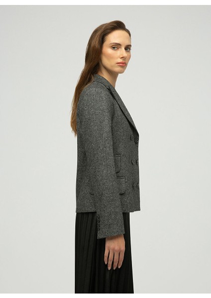 Gri Kadın Normal Blazer Ester Yün Blazer