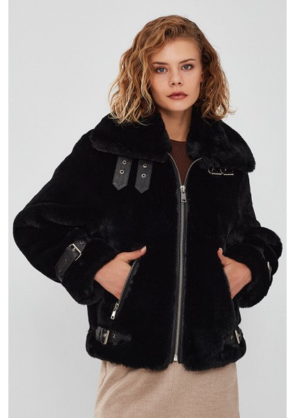 Anabel Kadın Siyah Teddy Deri Mont 21WGD5952FF