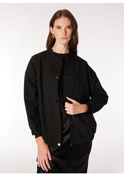 Siyah Kadın Bomber Oversize Düz Mont F4WL-MNT0260 fiyatları
