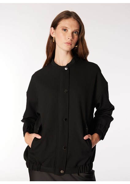 Siyah Kadın Bomber Oversize Düz Mont F4WL-MNT0260 modelleri