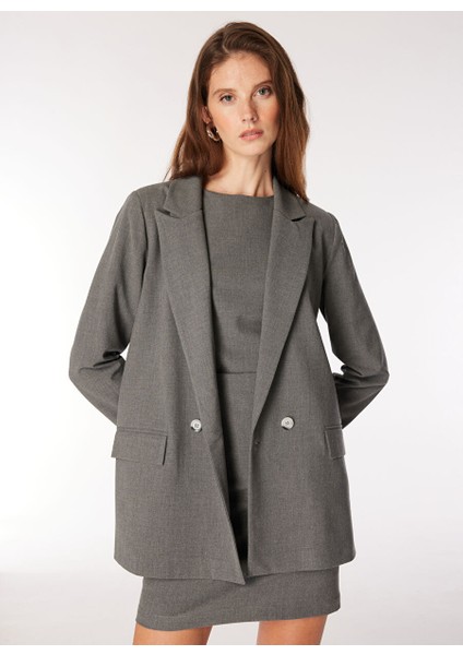 Gri Kadın Kruvaze Blazer F4WL-CKT0991 modelleri
