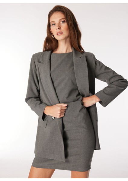 Gri Kadın Kruvaze Blazer F4WL-CKT0991 indirimleri