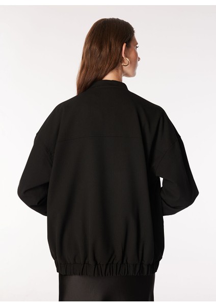Siyah Kadın Bomber Oversize Düz Mont F4WL-MNT0260 indirimleri