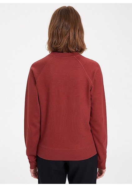 Kırmızı Basic Bisiklet Yaka Reglan Kol Regular Fit Kadın Sweatshirt Essentıals Reglan Sleeve