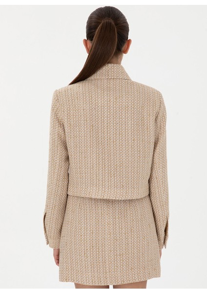 Bej Kadın Cropped Fit Ceket Mınus-C indirimleri