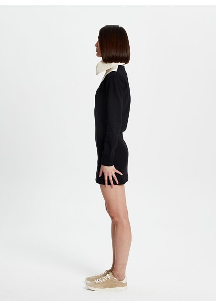 Siyah Mini Sweater Elbise