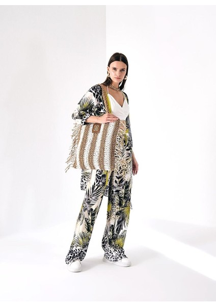 Renk Bloklu Desenli Kimono modelleri