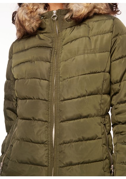 Yeşil Kadın Mont Onlellan Quılted Hood Jacket cc Otw fırsatları